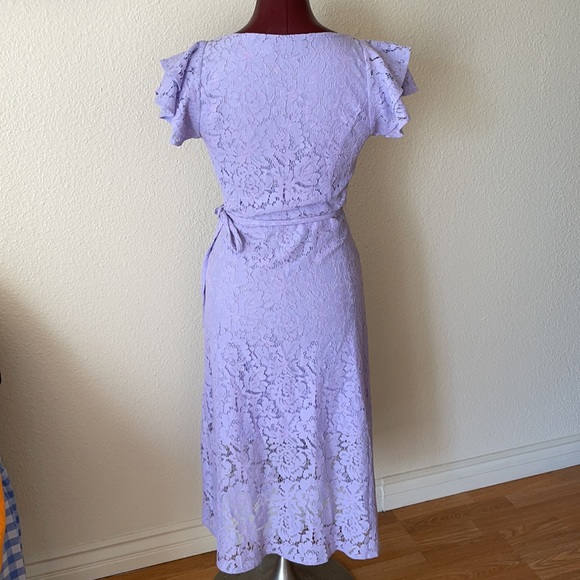 Ali&Jay Lace Ruffle Sleeve Wrap Midi Dress Lavender size Small - Picture 6 of 8